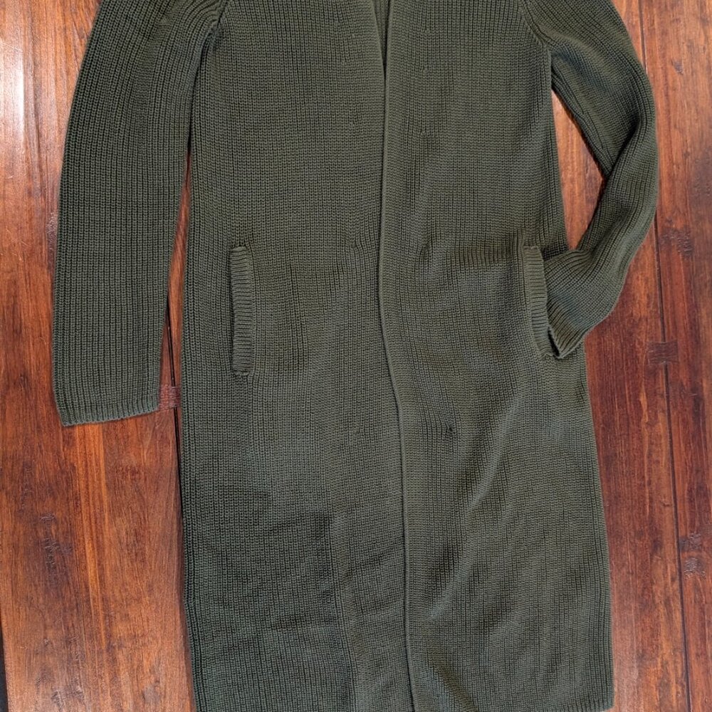 Banana Republic Open-Front Cotton Cardigan - Size Small - Olive Green NWT - Picture 4 of 10